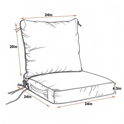 2 PCS Outdoor Deep Seat Cushion Patio Set