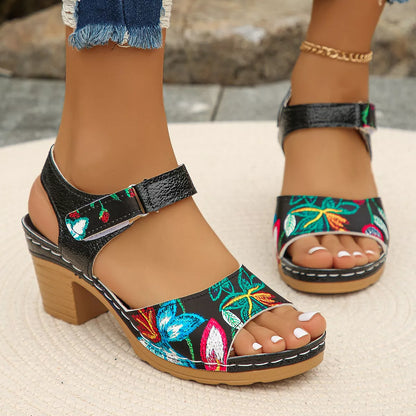 Open Toe Block Heels Sandals