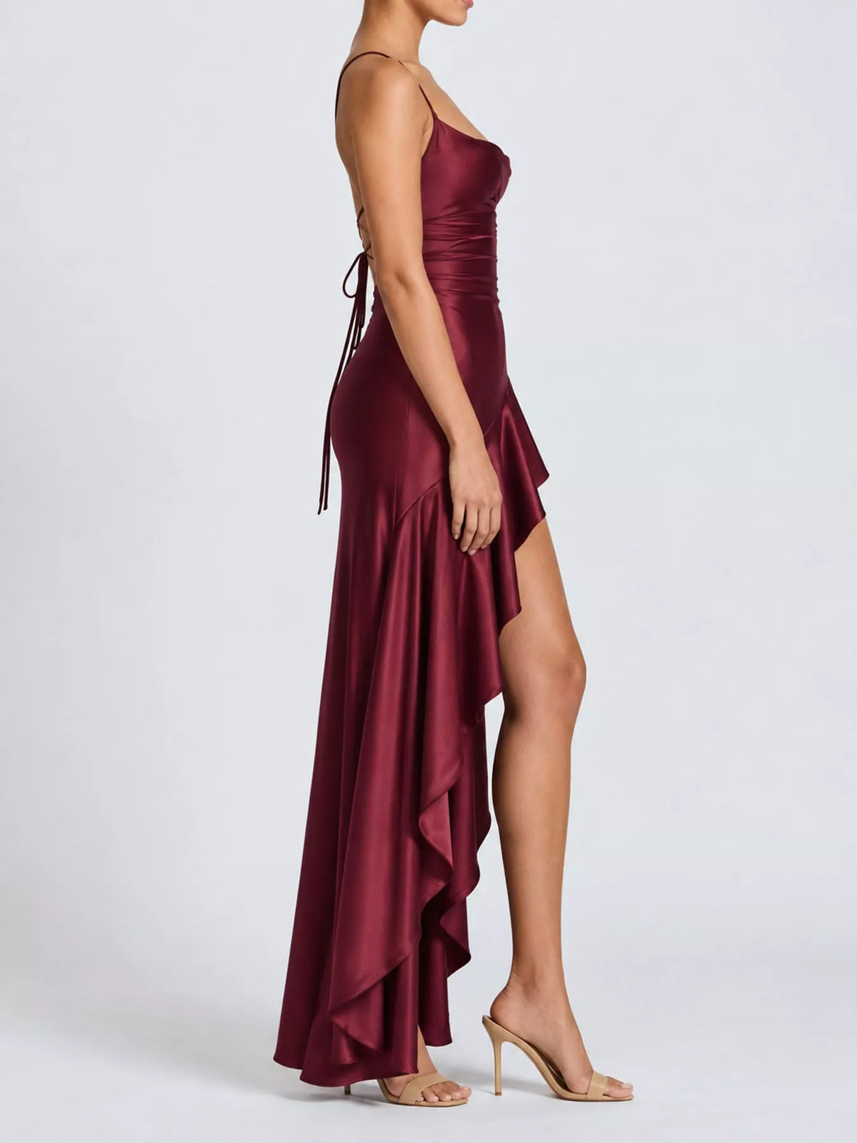 High-low ruffle hem evening dress, view 21