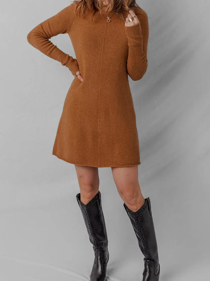 Ribbed Detail Mini Sweater Dress