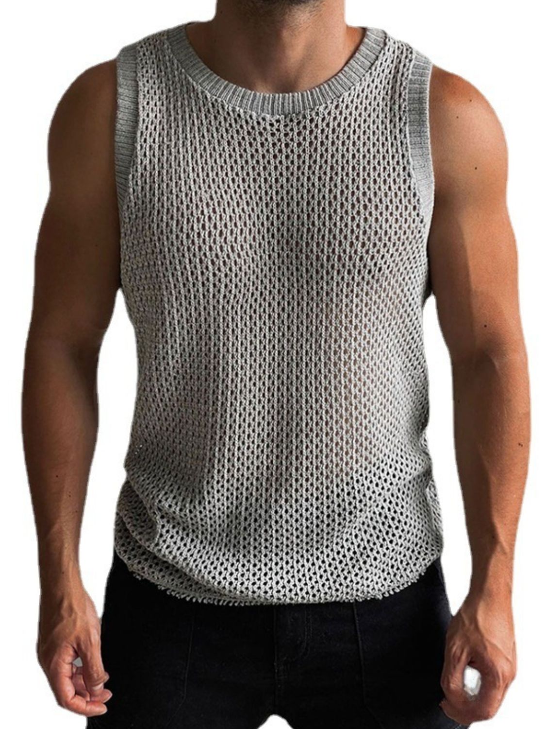 Men's Hollow Out Sleeveless Knit Top