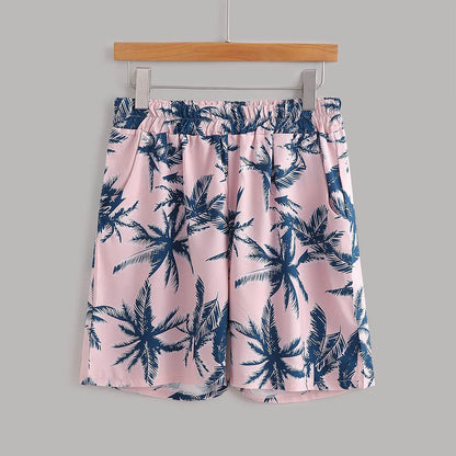 Full Size Tropical Print Shorts Set