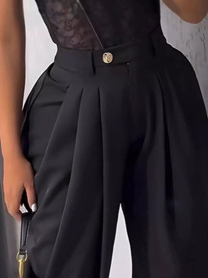 High-Waisted Wide Leg Pleated Pants