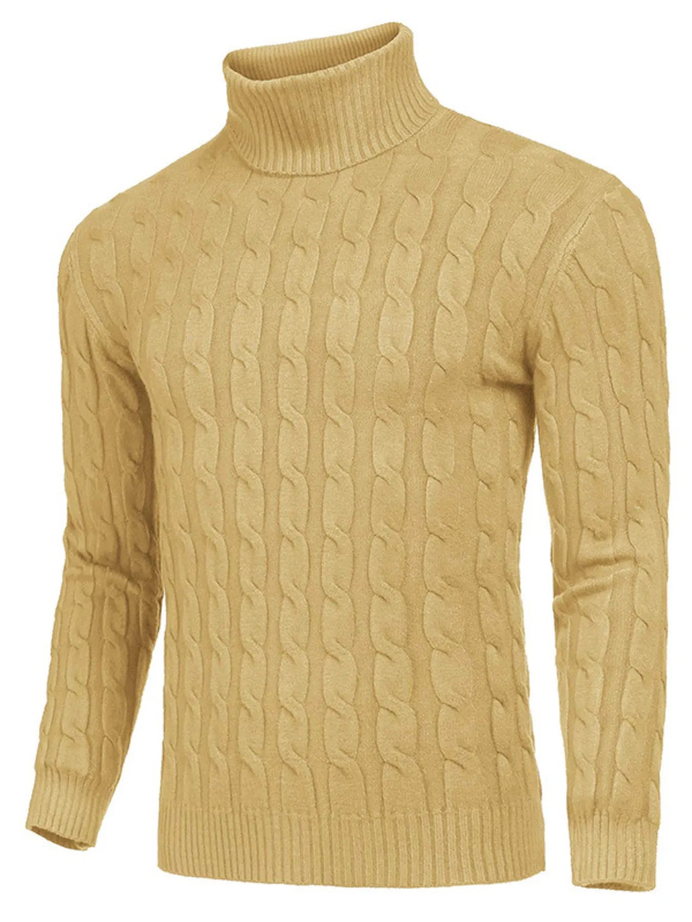 Men's Cable Knit Turtleneck Sweater