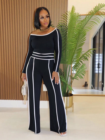 Two Piece High Waisted Wide Leg Pants Set