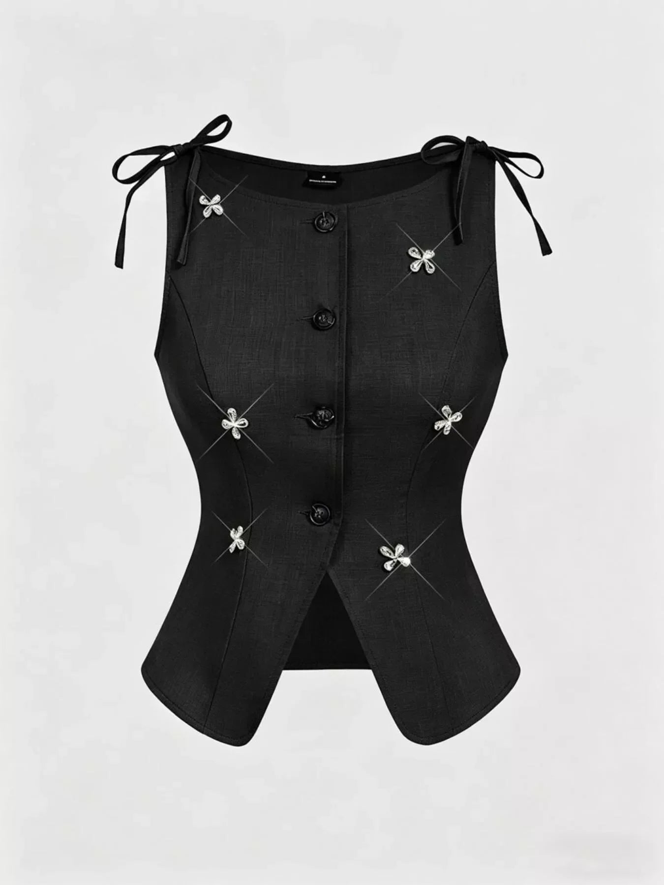 Button-Down Embellished Vest