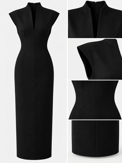 Sleeveless bodycon dress with slit, view 9