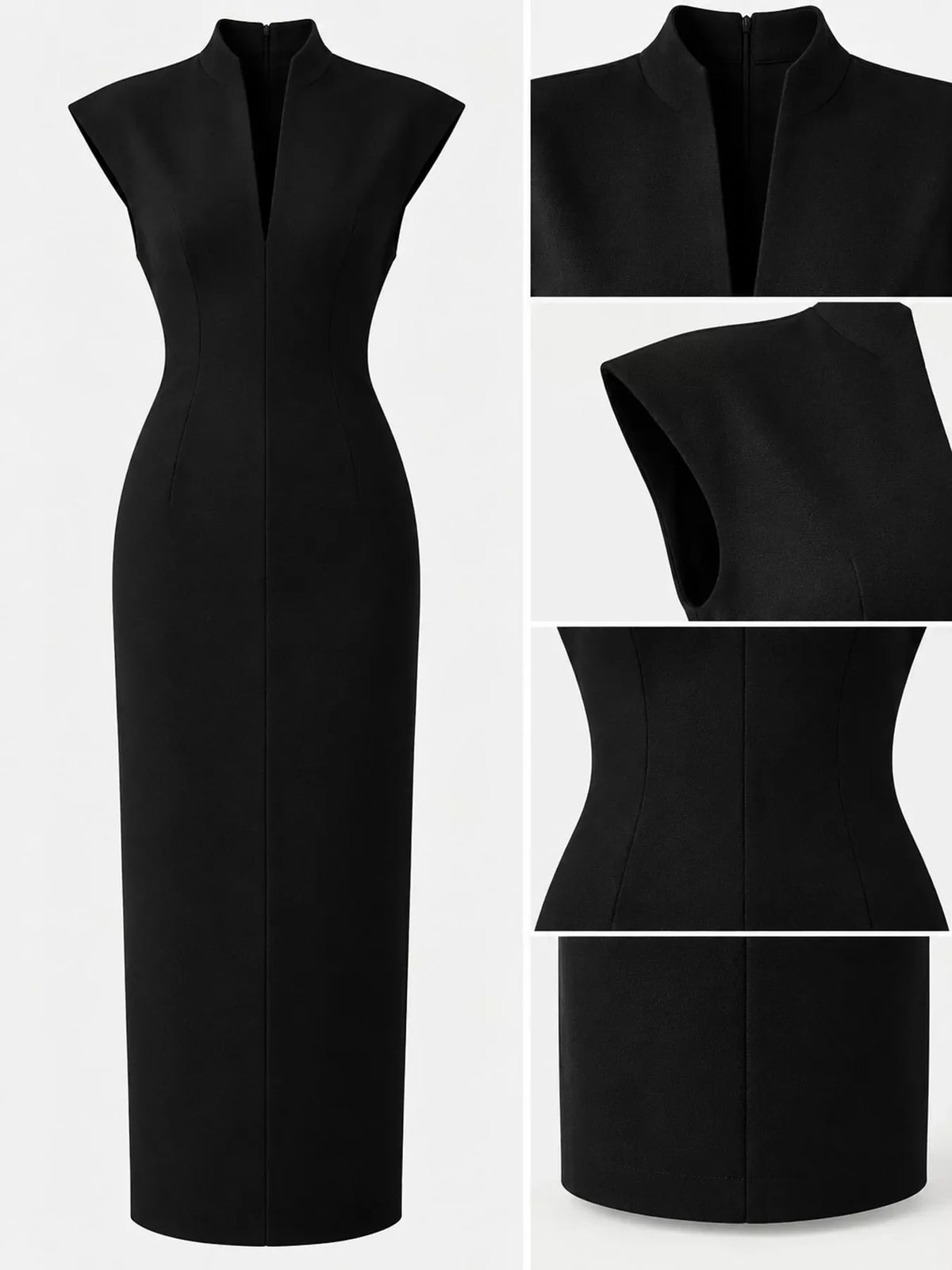 Sleeveless bodycon dress with slit, view 9
