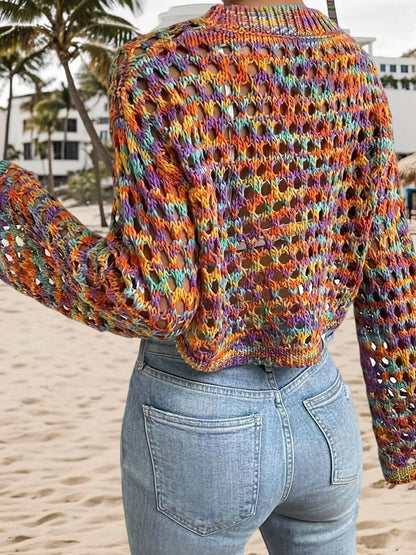 Rainbow Crochet Cropped Sweater