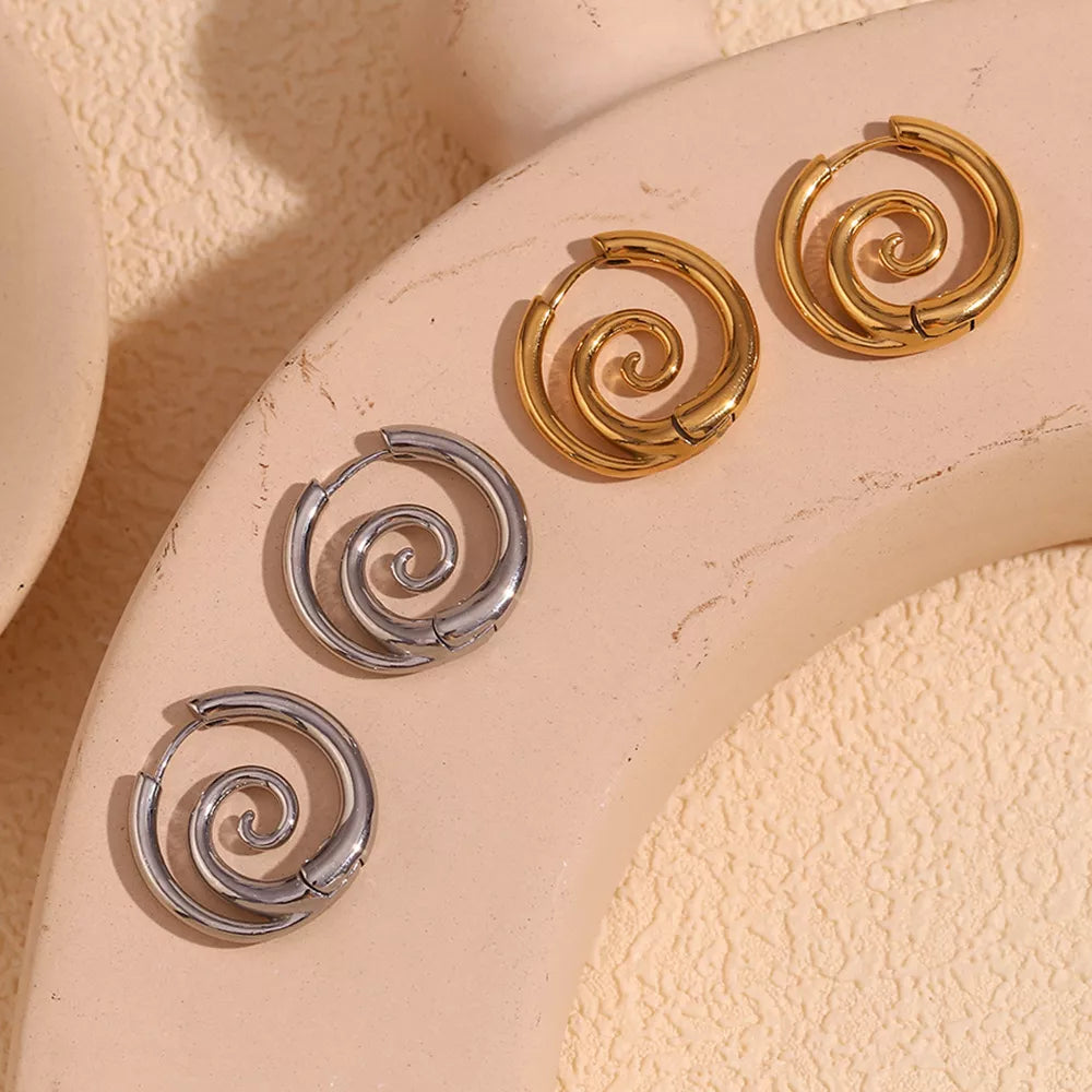 Stainless Steel Spiral Hoop Earrings