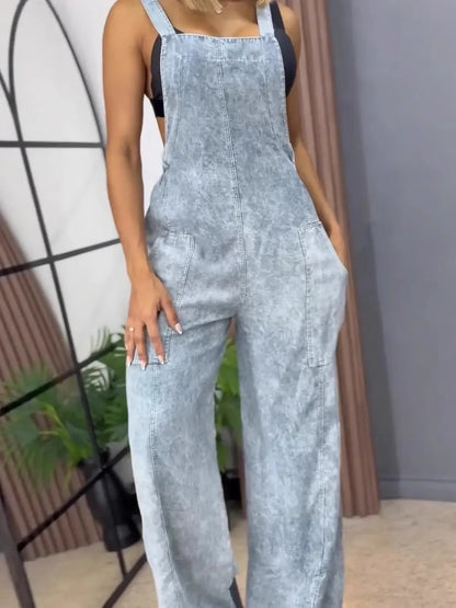 Full Size Wide Leg Denim Overalls