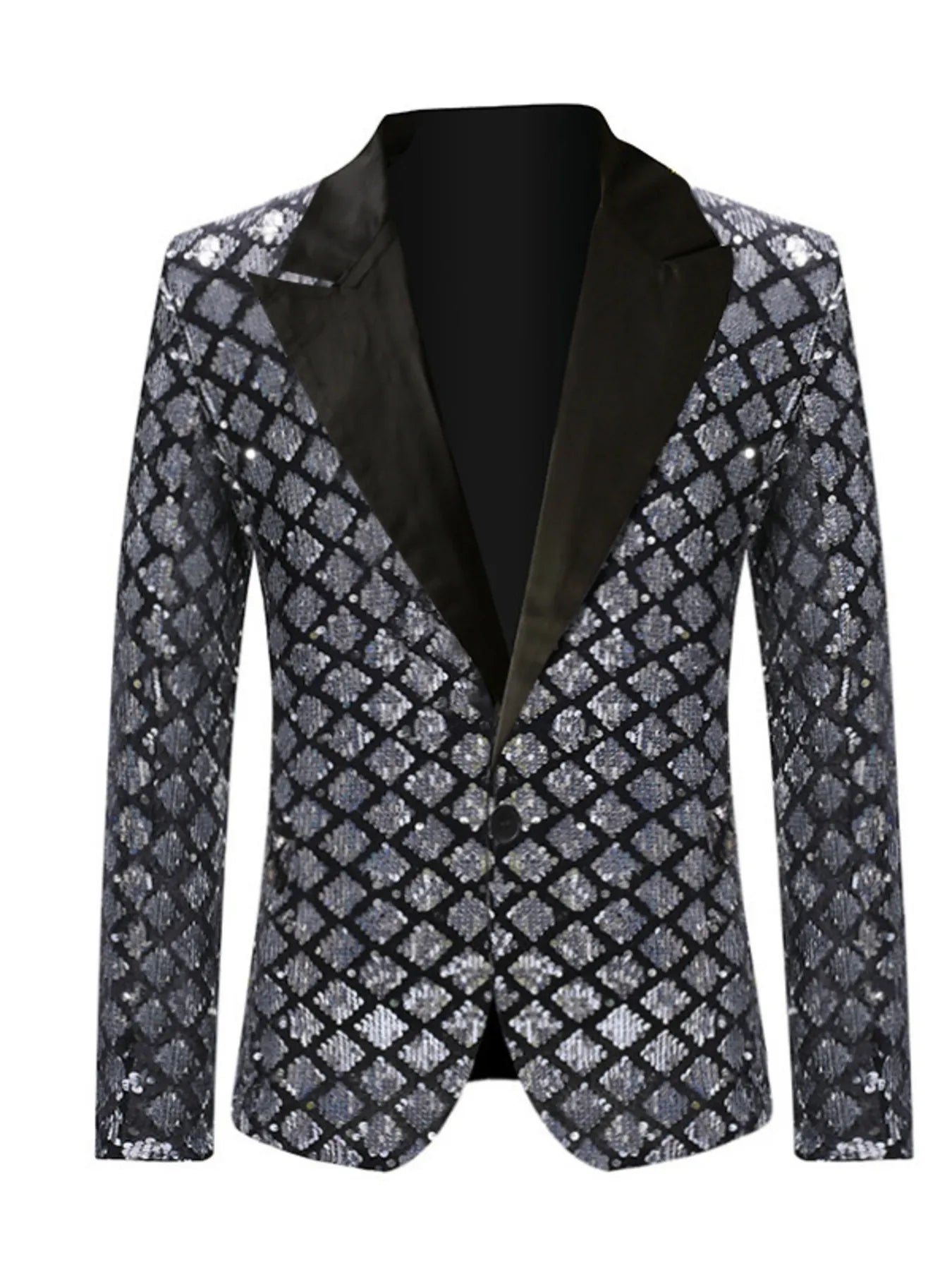 Men's One Button Long Sleeve Blazer