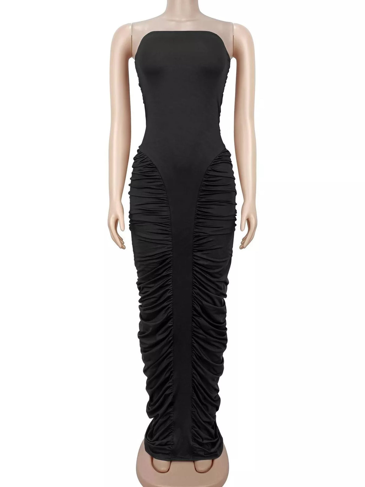 Strapless Ruched Bodycon Maxi Dress