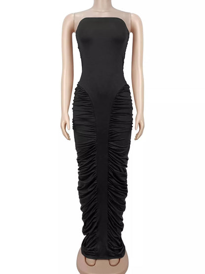 Strapless Ruched Bodycon Maxi Dress
