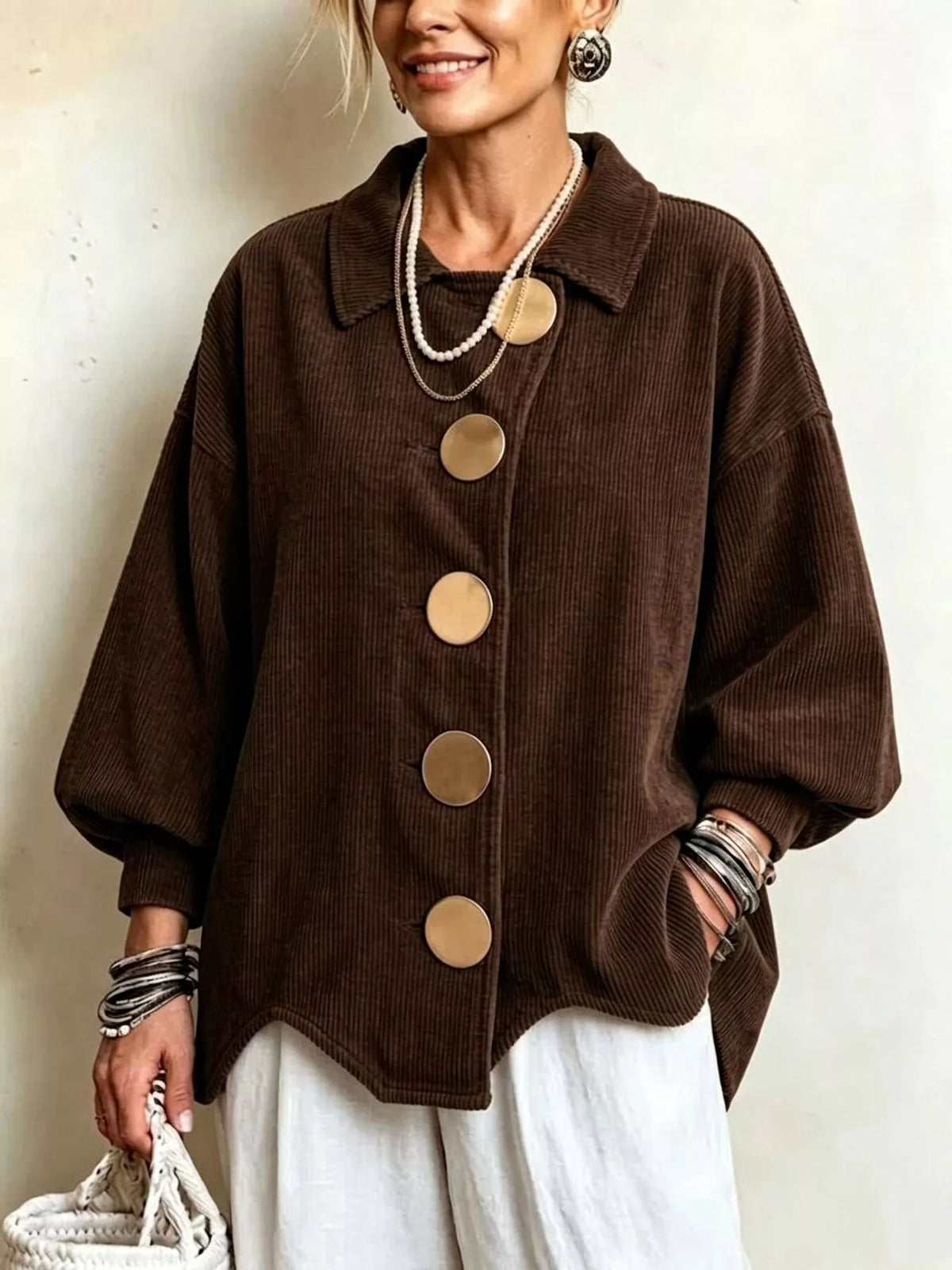 Plus size corduroy jacket, view 9