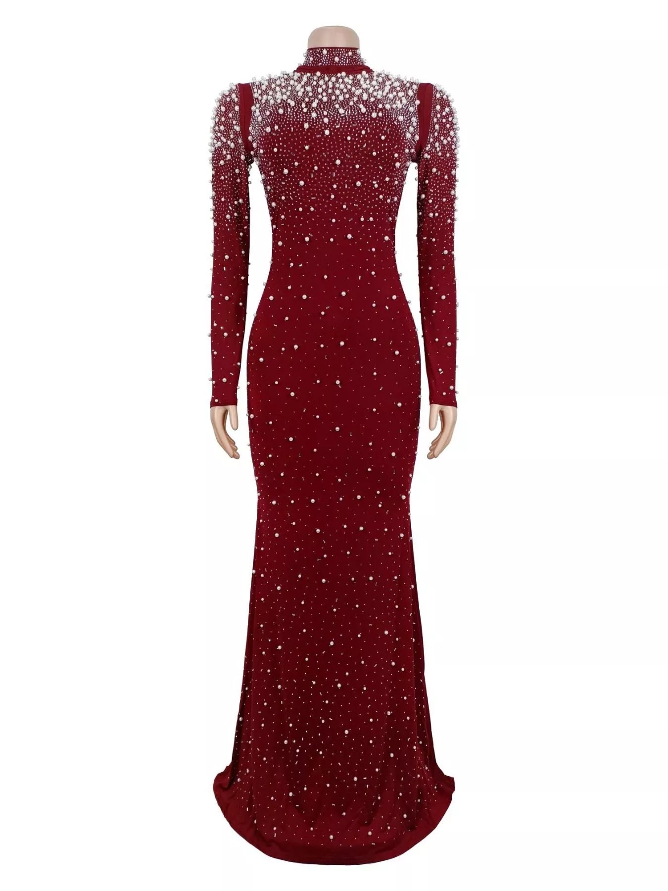 Rhinestone Long Sleeve Mermaid Maxi Dress