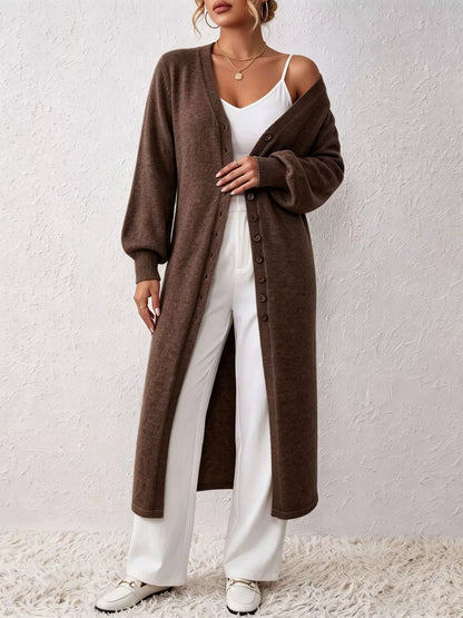 Button Front Long Sleeve Sweater Dress