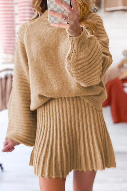 Ribbed Knit Skirt & Sweater Set