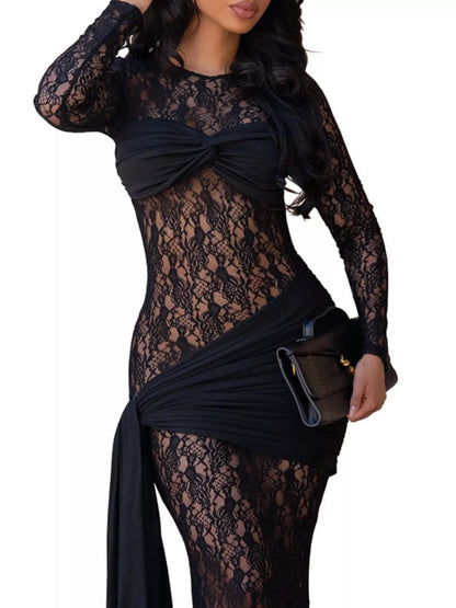 Lace Long Sleeve Maxi Dress