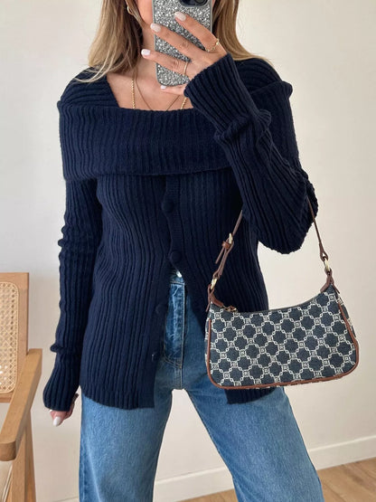 Textured Slit Front Knit Top