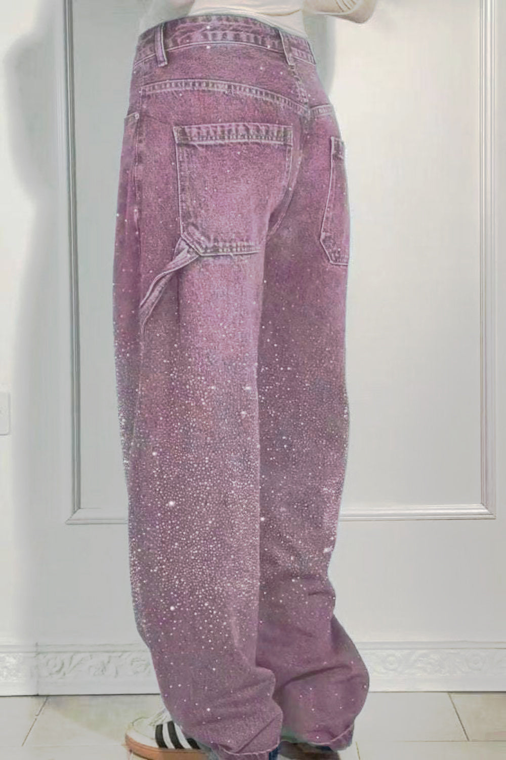 Full Size Rhinestone Wide leg Jeans