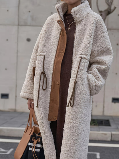 Plus Size Turtleneck Sherpa Coat