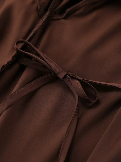 Satin Ruffle-Trim Lounge Nightgown Robe