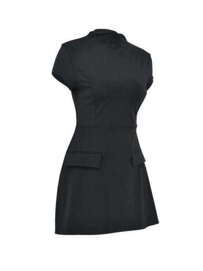 Mock neck A-line mini dress, view 9