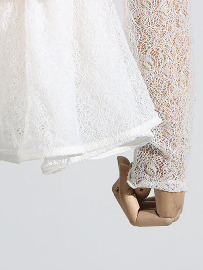 Ruffled Hem Lace Mini Dress