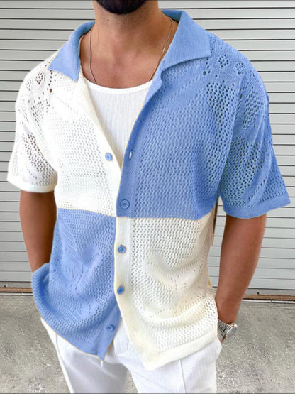 Men's Button Down Hollow Out Shirt