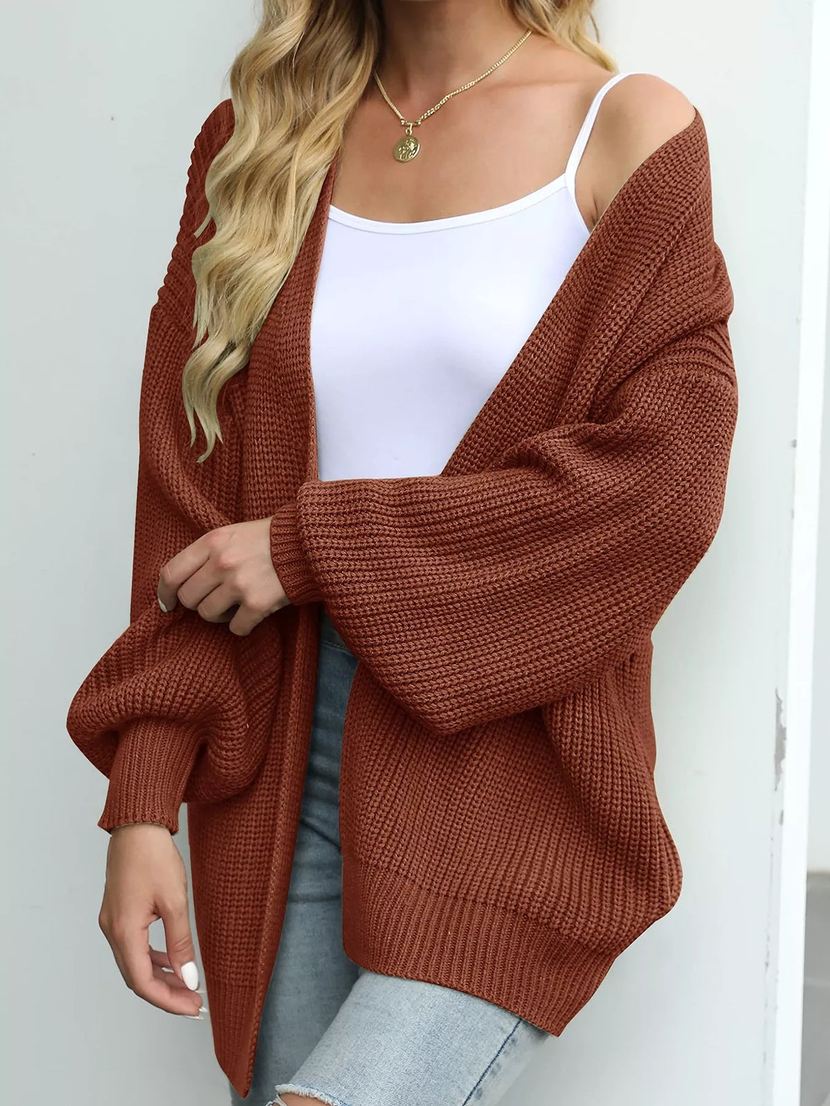 Open-Front Chunky Knit Cardigan
