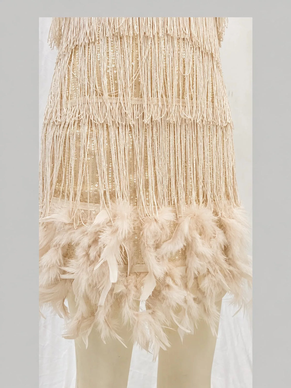 Feather fringe sequin dress, view 46