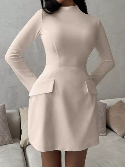 Mock Neck Long Sleeve Bodycon Dress