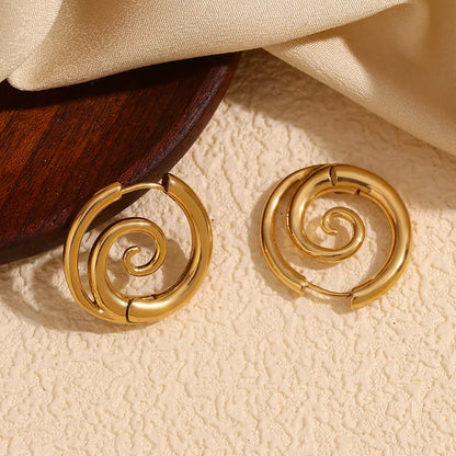 Stainless Steel Spiral Hoop Earrings