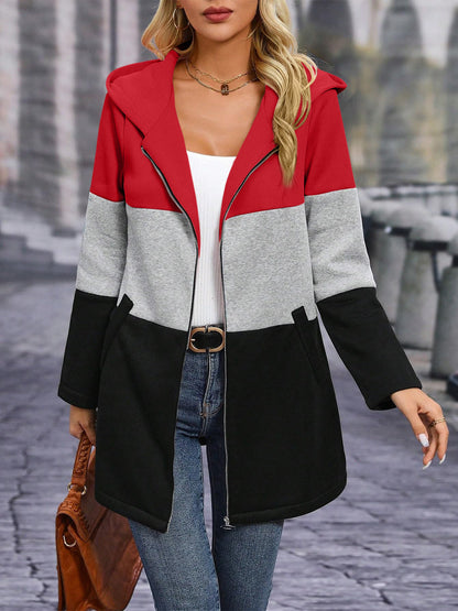 Color Block Hooded Outerwear