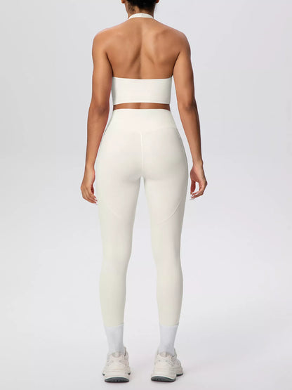 Halter Neck Crop Top & High-Waisted Leggings Set