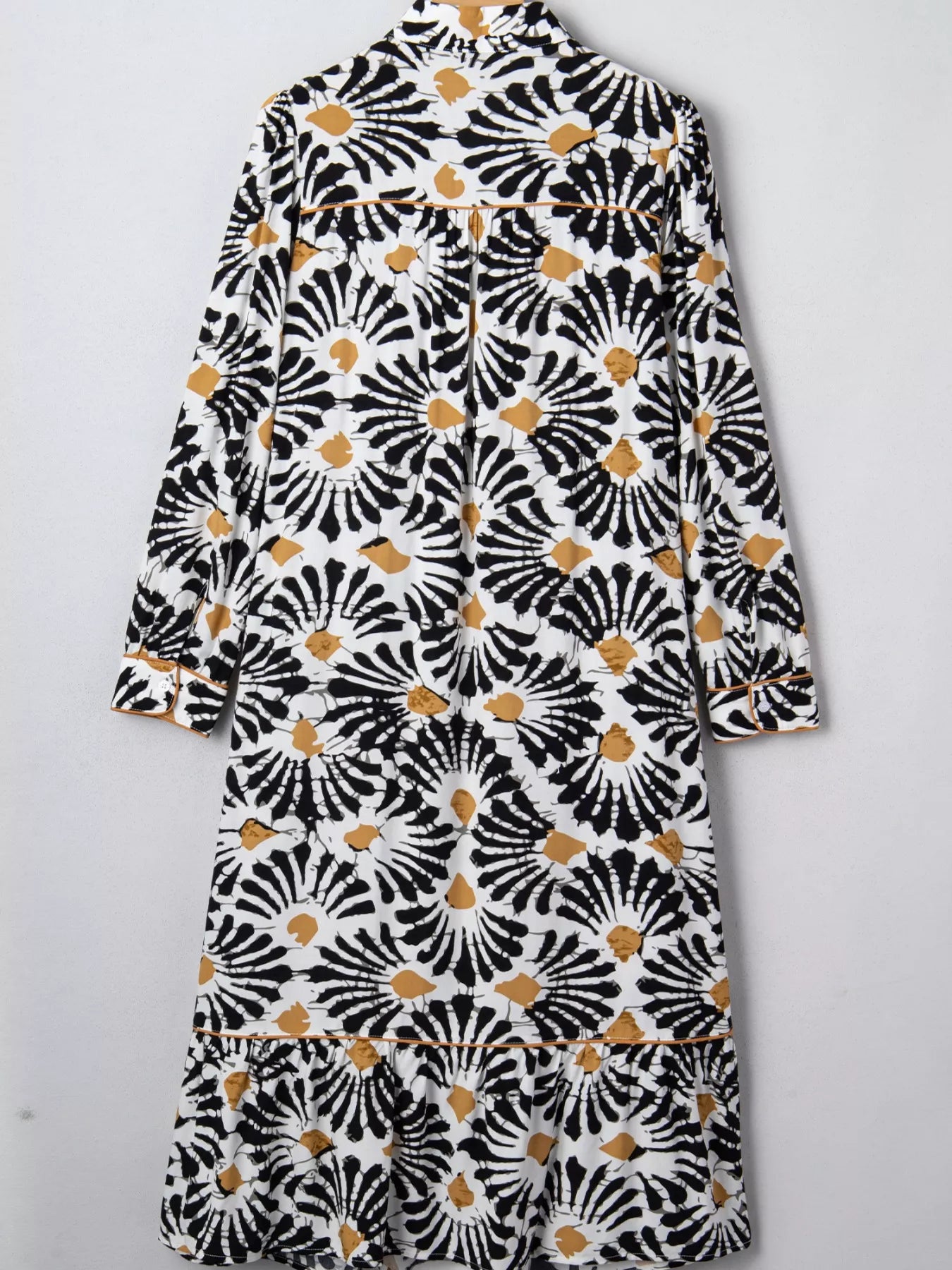 Abstract Floral Print Split Notched Dress
