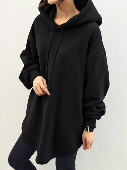 Oversized drop shoulder drawstring hoodie, S to 5XL