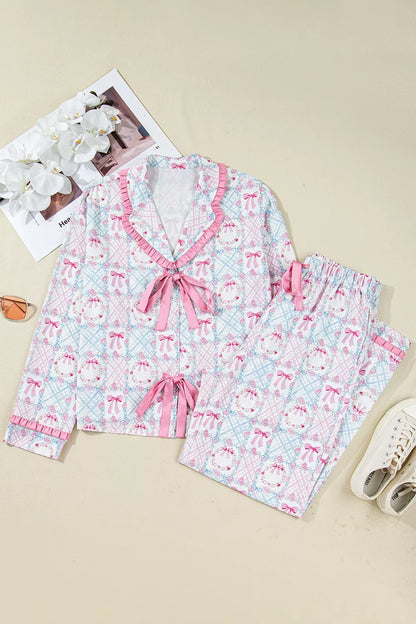 Wreath Pattern Christmas Pajama Set
