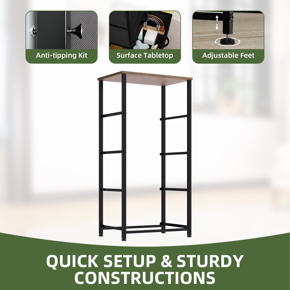 4 Drawer Dresser with Durable Steel Frame & Handles