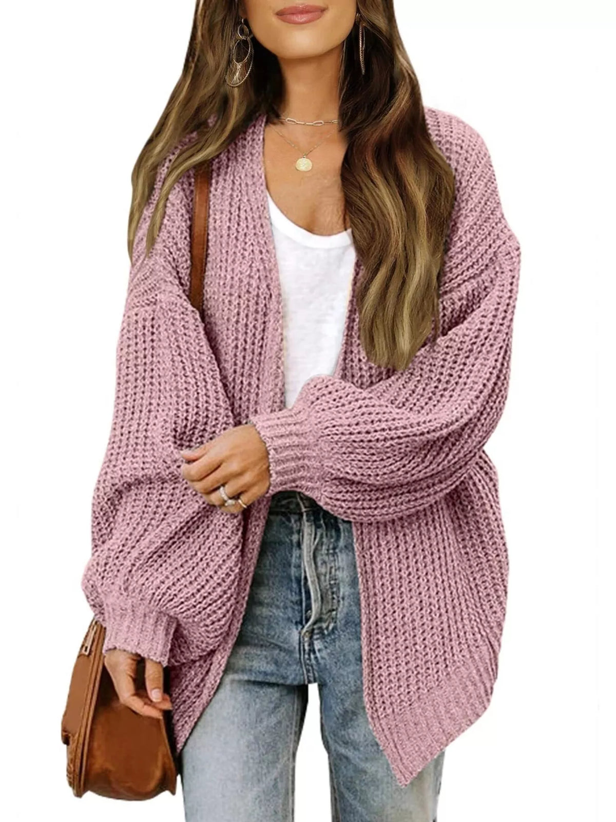Open-Front Chunky Knit Cardigan