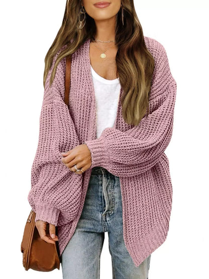 Open-Front Chunky Knit Cardigan