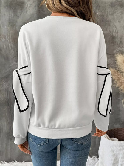 Side Striped Round Neck Sweatshirt