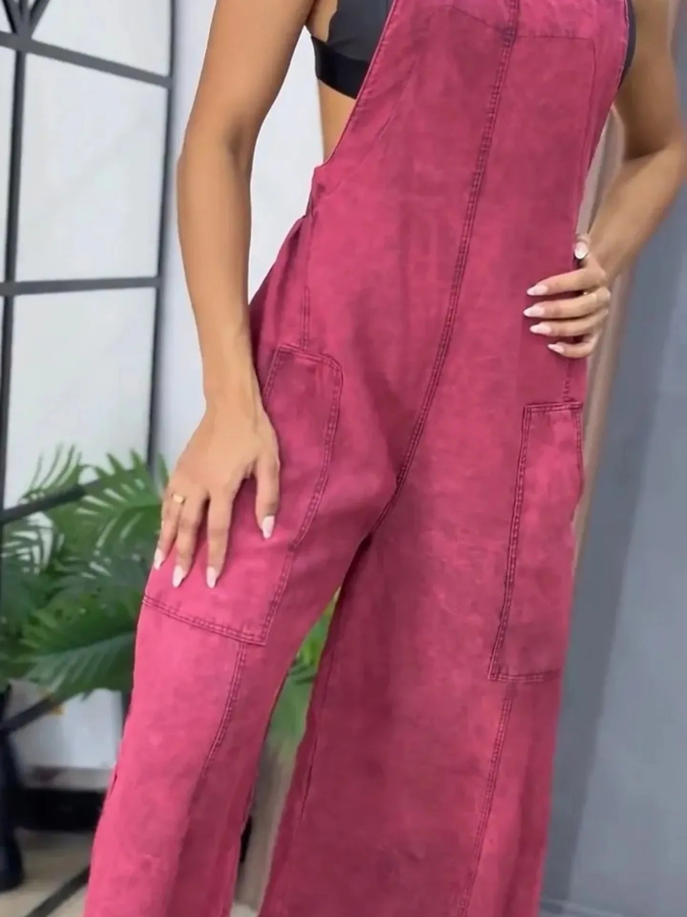 Full Size Wide Leg Denim Overalls