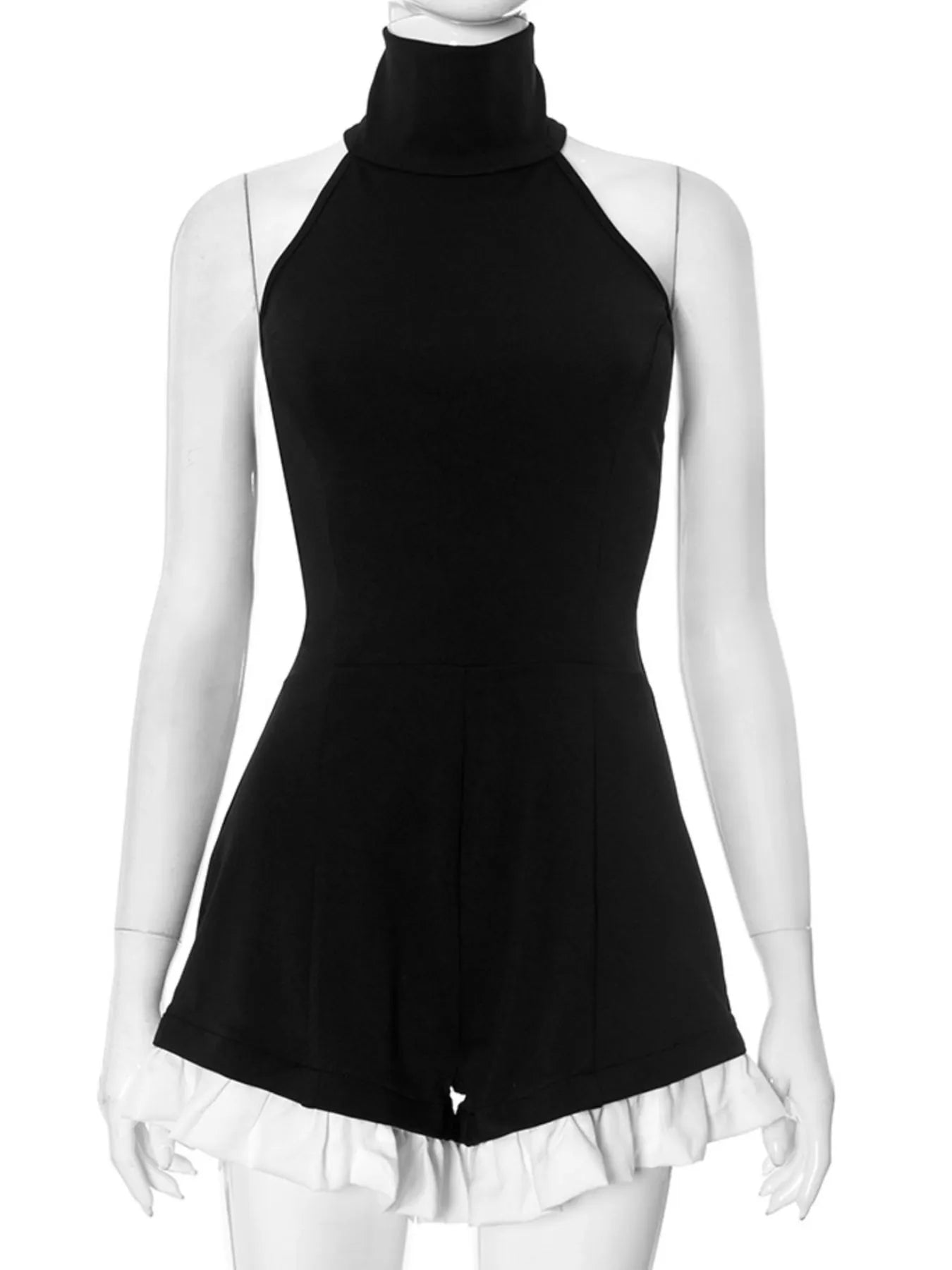 Halter Neck Ruffled Hem Romper