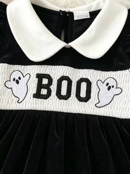 Children's Halloween 'BOO' Ghost Dress and Bow Headband Set