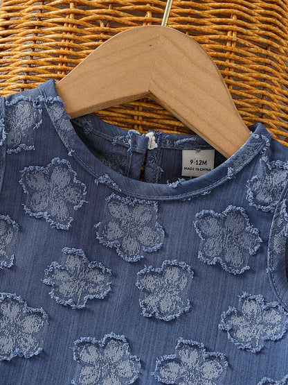 Children's Flower Round Neck Tank and Pants Set