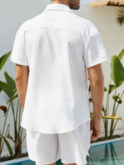 Men's Button Up Shirt and Shorts Set