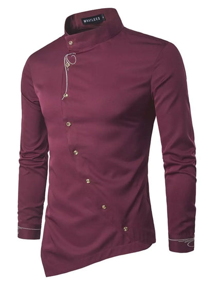 Men's Asymmetric Button-Down Slim Fit Shirt