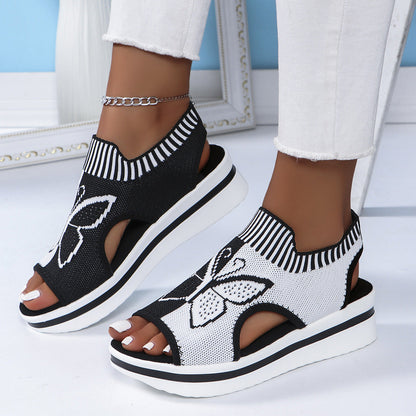 Summer travel mesh wedge sandals in 4 bright colors